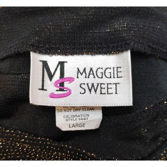 MAGGIE SWEET Womens L Black and Gold Celebration Shimmer Evening Tunic Top - Picture 3 of 4